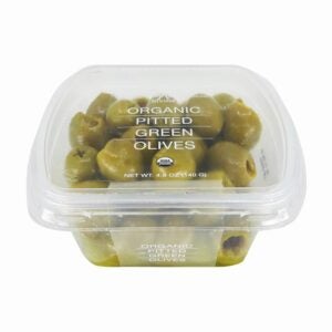 Organic Pitted Green Olive Cups | Packaged