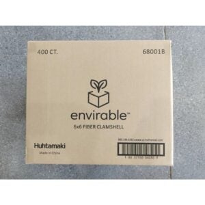 CONT HINGED PULP 6X6X3 WHITE COMPOSTABLE | Corrugated Box
