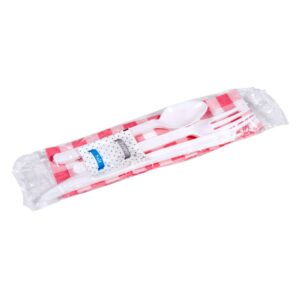 Red Gingham Cutlery Kits | Packaged