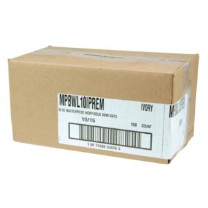 10 Ounce Plastic Bowls, Ivory with Gold Trim | Corrugated Box