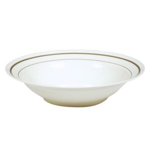 10 Ounce Plastic Bowls, Ivory with Gold Trim | Raw Item