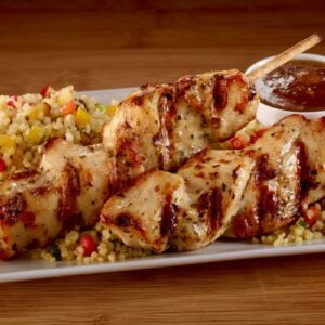 Grilled Rotisserie Style Chicken Skewers | Styled