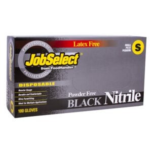 Small Powder-Free Nitrile Gloves, Black | Packaged