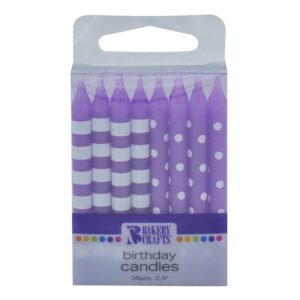 Stripes & Dots Purple Candles | Packaged