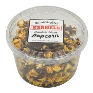 Chocolate Drizzle Popcorn Tub | Packaged