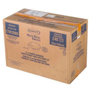 CONT BWL PLAS 12Z W/DOME LID 4-60CT | Corrugated Box