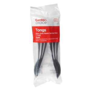Black Plastic Serving Tongs, 9.25 inch | Packaged