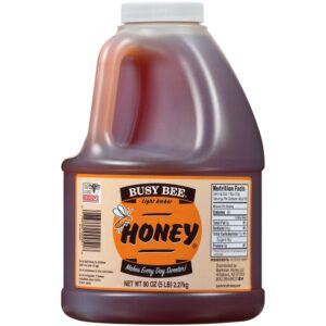 HONEY LIGHT AMBER PLASTIC HANDLE JUG 5# | Packaged