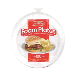 Our Family 8.875" Foam Plates 6/100ct | Packaged