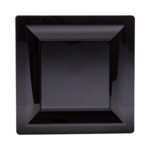 Plate Plst 9" Sq Blk 1-12ct | Raw Item