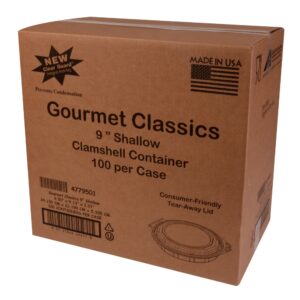 CONT PLAS 9" BLK HNGD 100CT GOURMCL | Corrugated Box