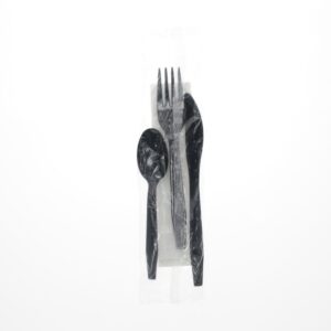 CUTLERY KIT KFS NAP BLK HVY 250 CT | Raw Item