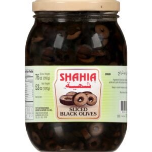 SHAHIA OLIVES BLACK SLICED JAR 1580 GM | Packaged