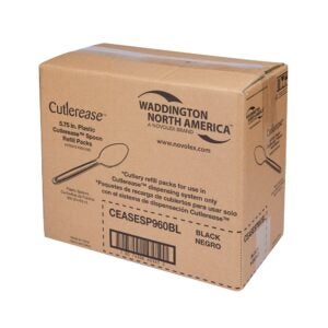 SPOON PLAS BLK 24-40CT CUTLEREASE | Corrugated Box