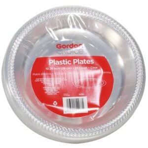 10.25″ Clear Plastic Plates | Packaged