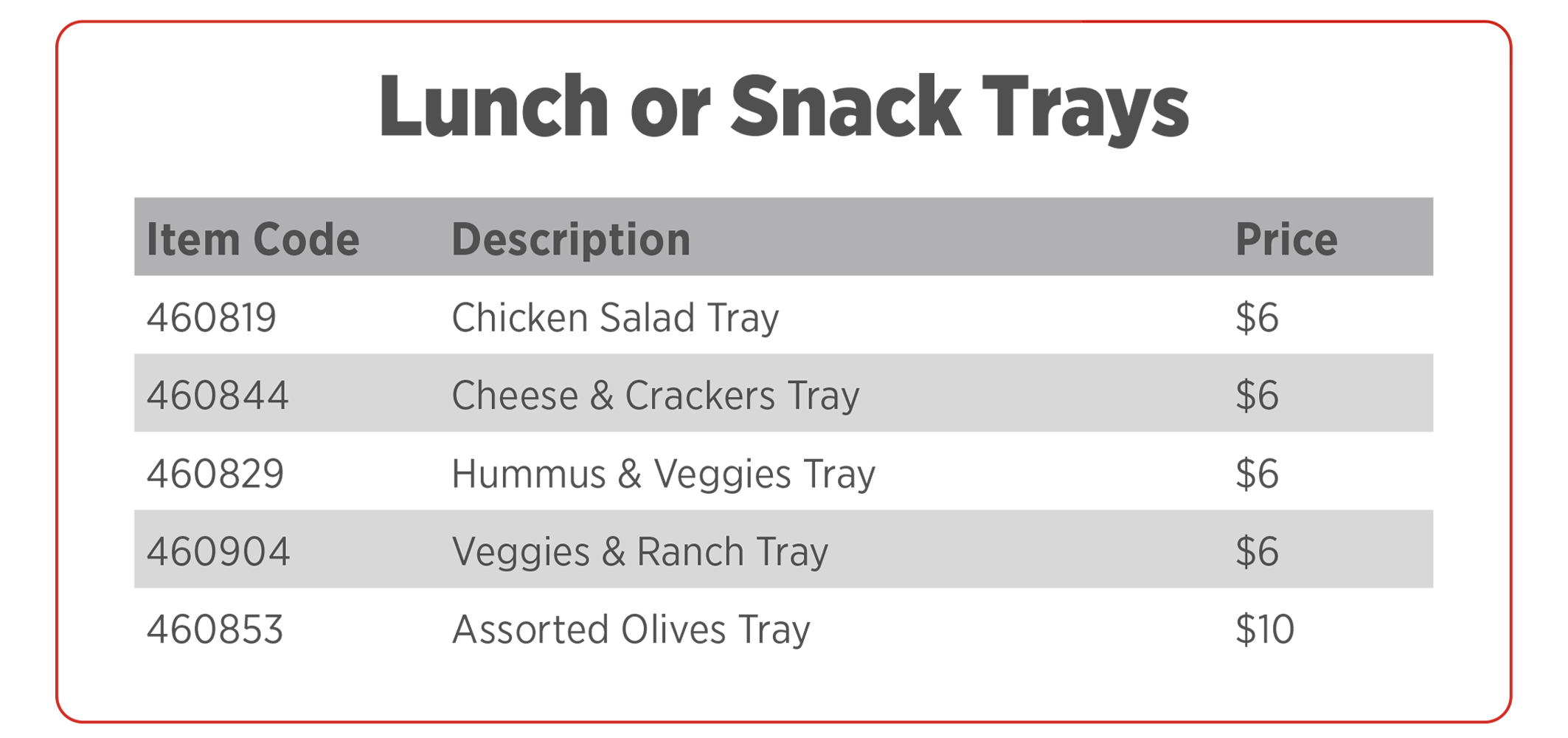 Lunch or Snack Trays - Chicken Salad - Cheese and Crackers - Veggies - Olives