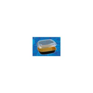 52 oz. Medium Foil Pan with Lid, Black & Gold | Styled