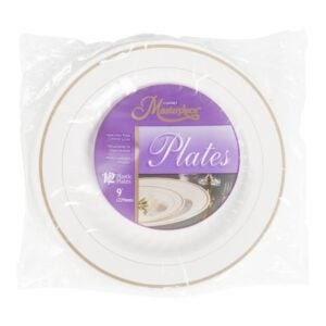 9″ Ivory Plastic Plates | Packaged