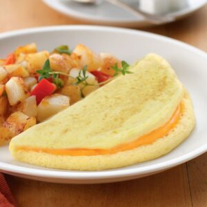 Precooked Egg Omelets, with Colby Cheese | Styled