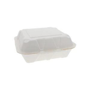 CONT MOLDED FBR 9X9X3″ WHT HNGD 150CT | Raw Item