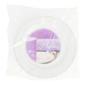 10.25″ White Plastic Plates Plates | Packaged