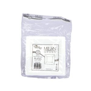 6″ Square White Plastic Plates | Packaged