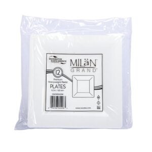 7.5″ Square White Plates | Packaged