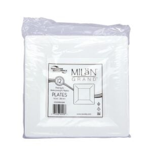 10″ Square White Plastic Plates | Packaged