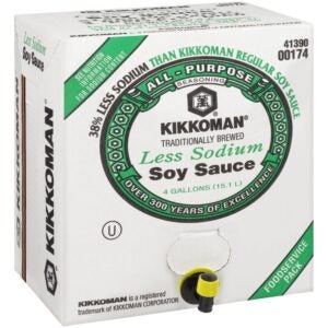 SAUCE SOY LESS SOD 1-4GAL KIKK | Packaged