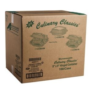 1 Compartment Plastic Containers, 9×9, Hinged, Micro | Corrugated Box