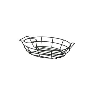 Oval Basket, Black, Wire, with Ramekin Holder | Raw Item