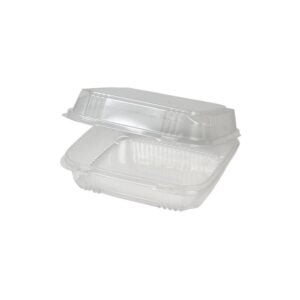 8.25 x 8.33 x 3 Inch Plastic Containers, Clear, Hinged | Raw Item