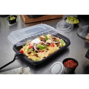 CONT PLAS 48Z BLK W/LID CLR 200CT | Styled