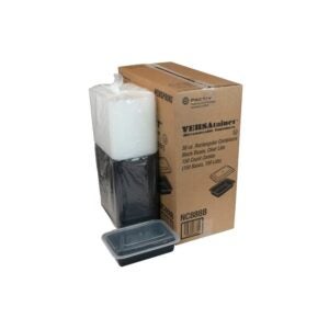 Plastic Containers, 38 oz., with Lid, Black | Styled
