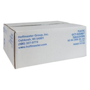 Plastic Tablecover, Round, Black, 82″ | Corrugated Box