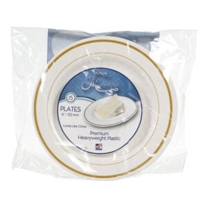 6″ Ivory Plastic Plates | Packaged
