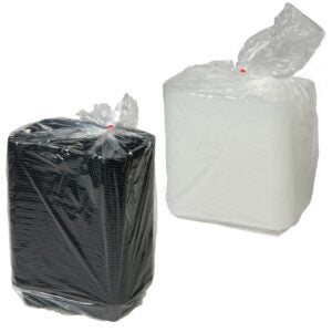 Black 30 oz. 2 Compartment Plastic Containers with Lids | Packaged