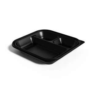 CONT PLAS 3CMPT 9X9 BLK 400CT TTM | Raw Item