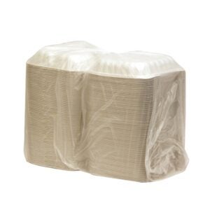 White Hinged 8×8 3 Compartment MFPP Containers | Packaged