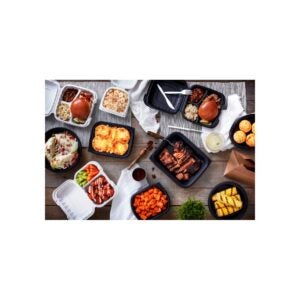 White Hinged 8×8 3 Compartment MFPP Containers | Styled