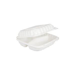 White Hinged 8×8 3 Compartment MFPP Containers | Raw Item
