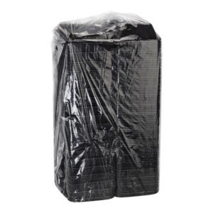CONT HINGED FOAM 9.25X6.5X2.75 BLACK | Packaged