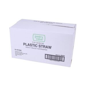 STRAW PLAS 7.75″ UNWRAPPED BLACK GIAN 15 | Corrugated Box