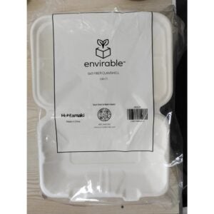 CONT HINGED PULP 9X6X3 HOAGIE WHITE COMP | Packaged