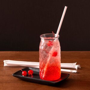 Giant White with Red Stripe Straws | Styled