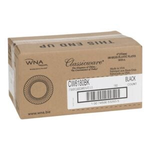 6″ Black Plastic Plates | Corrugated Box