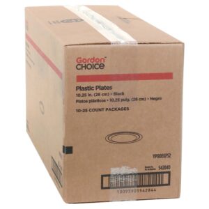 10.25″ Black Plastic Plates | Corrugated Box