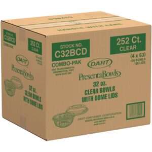 CONT PLAS 32Z CLR W/LID DOME 4-36CT | Corrugated Box