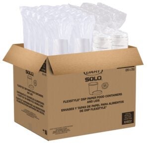 CONT PPR 32Z WHT W/LID FLT 10-50CT | Packaged