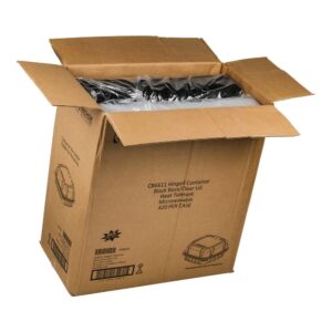 CONT PLAS 1CMPT HNGD BLK W/LI 420CT | Packaged